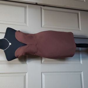 NWT Forever 21 brown knit deep sweetheart neck dress size large